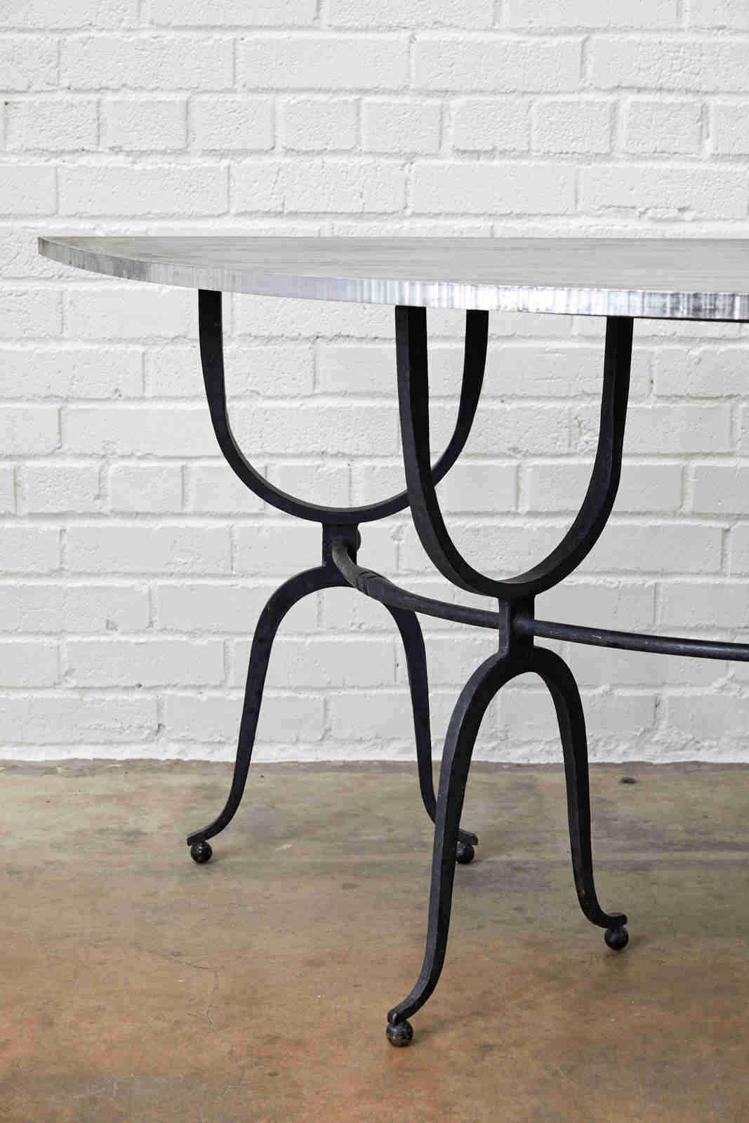 Elegant Italian Demilune Console Table with Steel Top