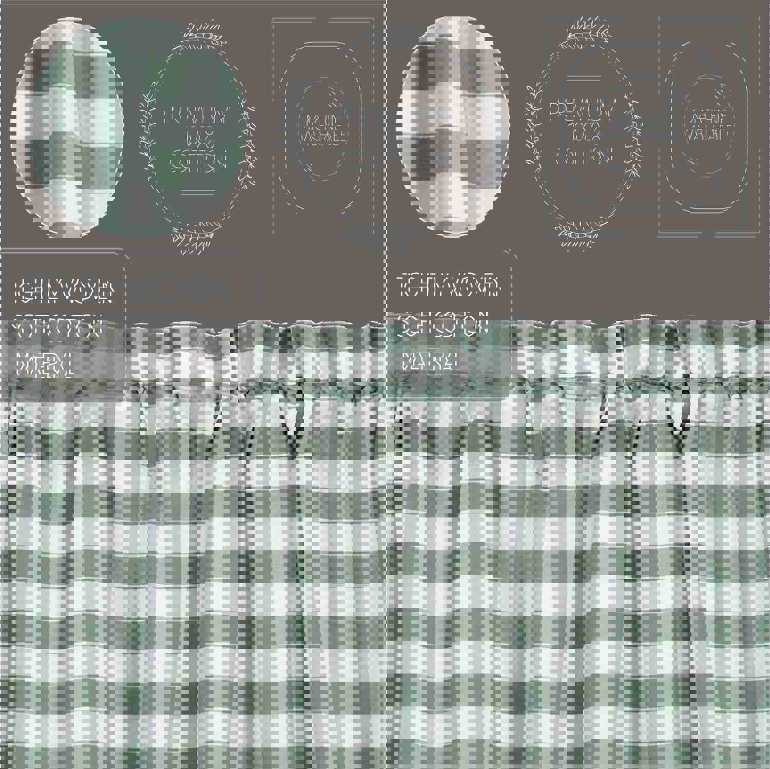 Annie Buffalo Green Check Swag Set, 36x36, Country Cottage Style