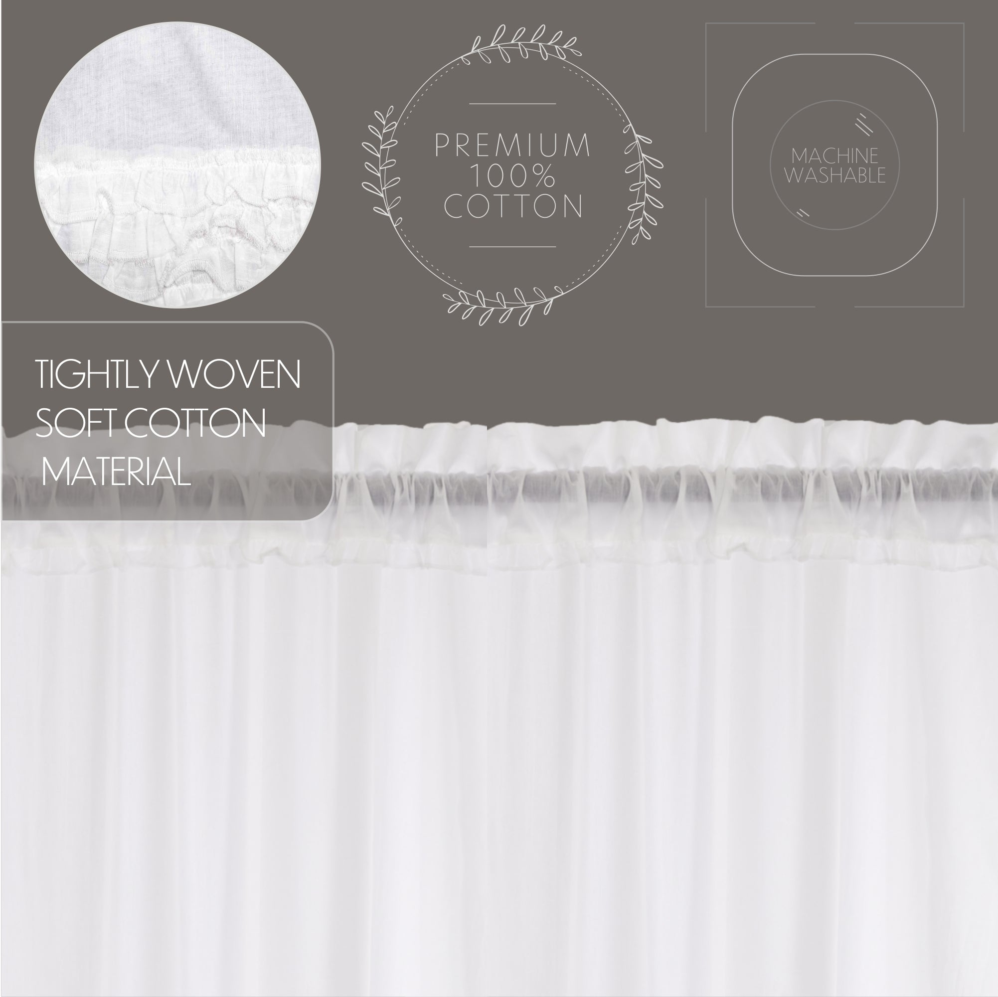 Elegant White Ruffled Sheer Swag Valance Set