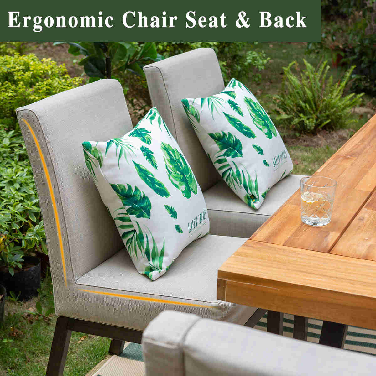 PHI VILLA 7-Piece Outdoor Dining Set with Textilene Chairs and Metal Table