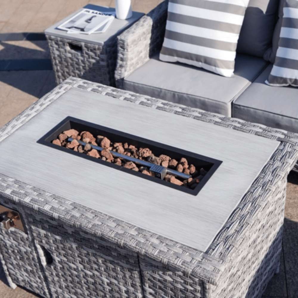 Enhanced Outdoor Comfort with Amora 5-Piece Wicker Set and Fire Pit