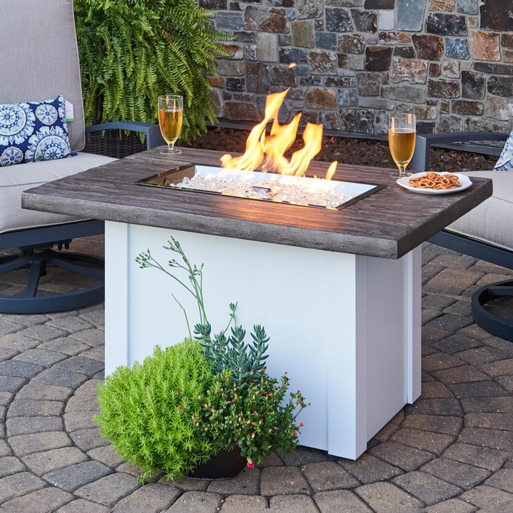 Driftwood Havenwood Gas Fire Pit Table with Modern Style and Crystal Fire