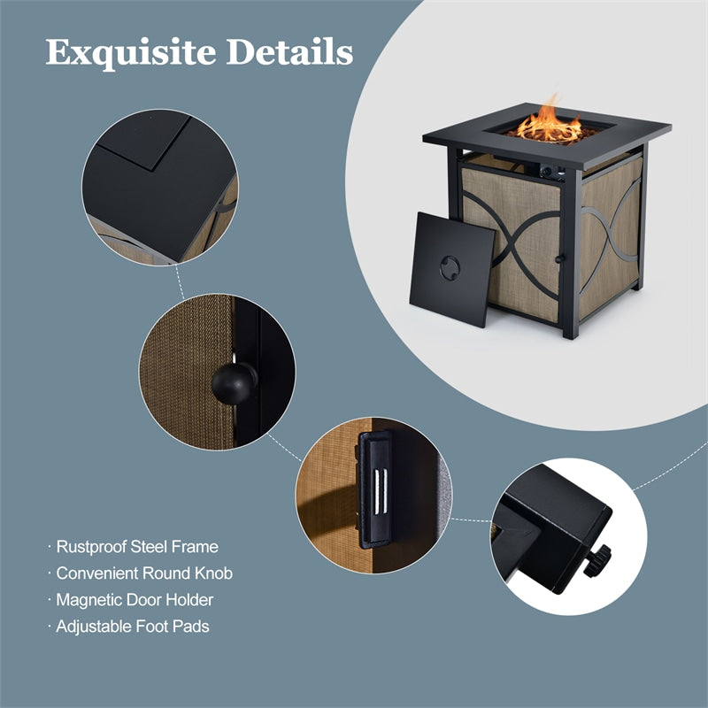 25" Square Propane Fire Pit Table with 40,000 BTU Heat and CSA Certification