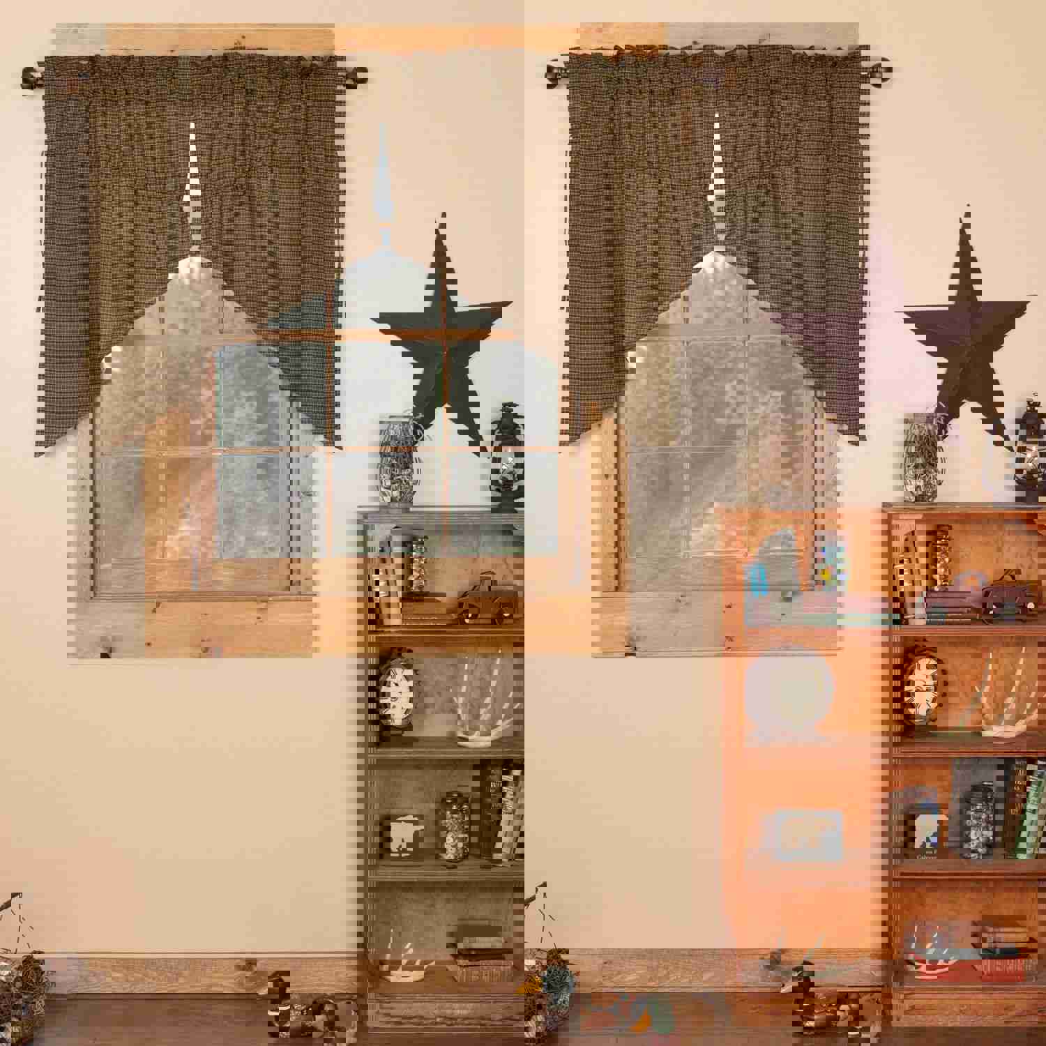 Rustic Charm Tea Cabin Lined Prairie Swag Curtains