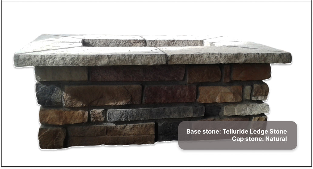 Luxury Outdoor Stone Gas Fire Pit, 48" x 30"