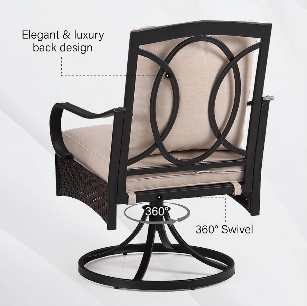 5-Piece Outdoor Dining Set with Rattan Swivel Chairs and Square Table PHI VILLA