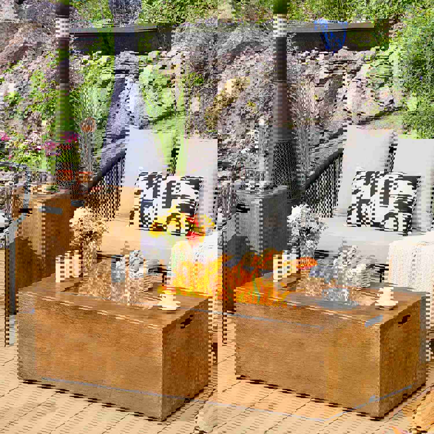 Tangkula Outdoor Propane Fire Pit Table Set with 50,000 BTU Heat Output