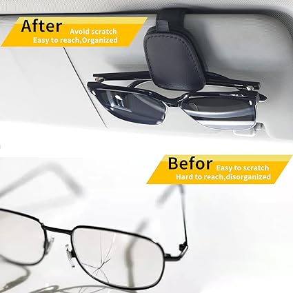Yuoyar Premium Magnetic Sunglasses Holders - Leather Car Visor Clips