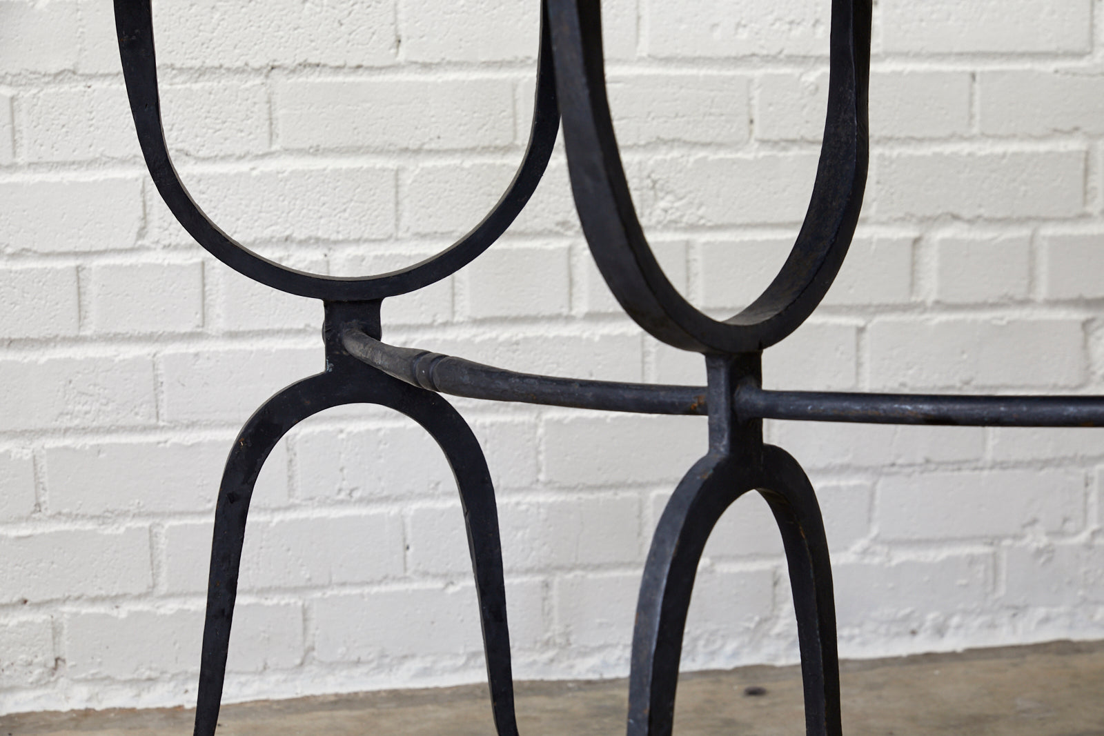 Elegant Italian Demilune Console Table with Steel Top