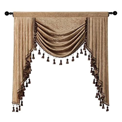 ELKCA Luxurious Double-Sided Chenille Swag Valance for Windows