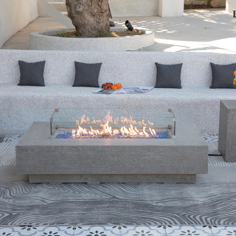 Elementi Plus Riviera Rectangular Concrete Fire Pit Table - OFG415LG