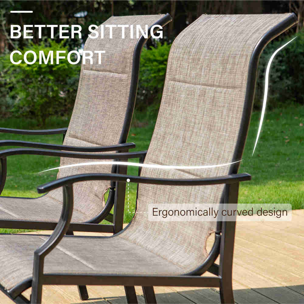 PHI VILLA Outdoor Dining Set with Adjustable Table & Durable Textilene Chairs