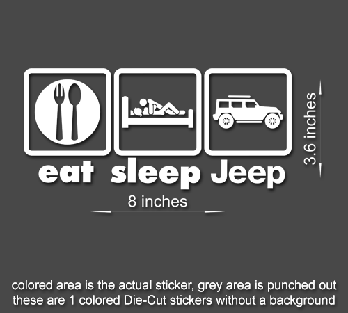 4x Eat Sleep Jeep Decal Sticker for Wrangler YJ TJ JK LJ, Laptop Style #60545