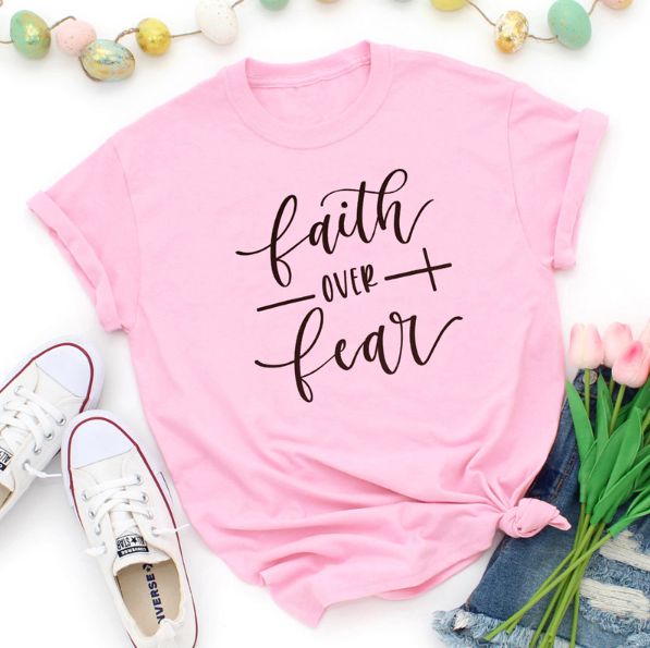 Faith Over Fear Women's Milk Fiber Casual T-Shirt