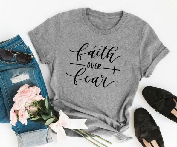 Faith Over Fear Women's Milk Fiber Casual T-Shirt