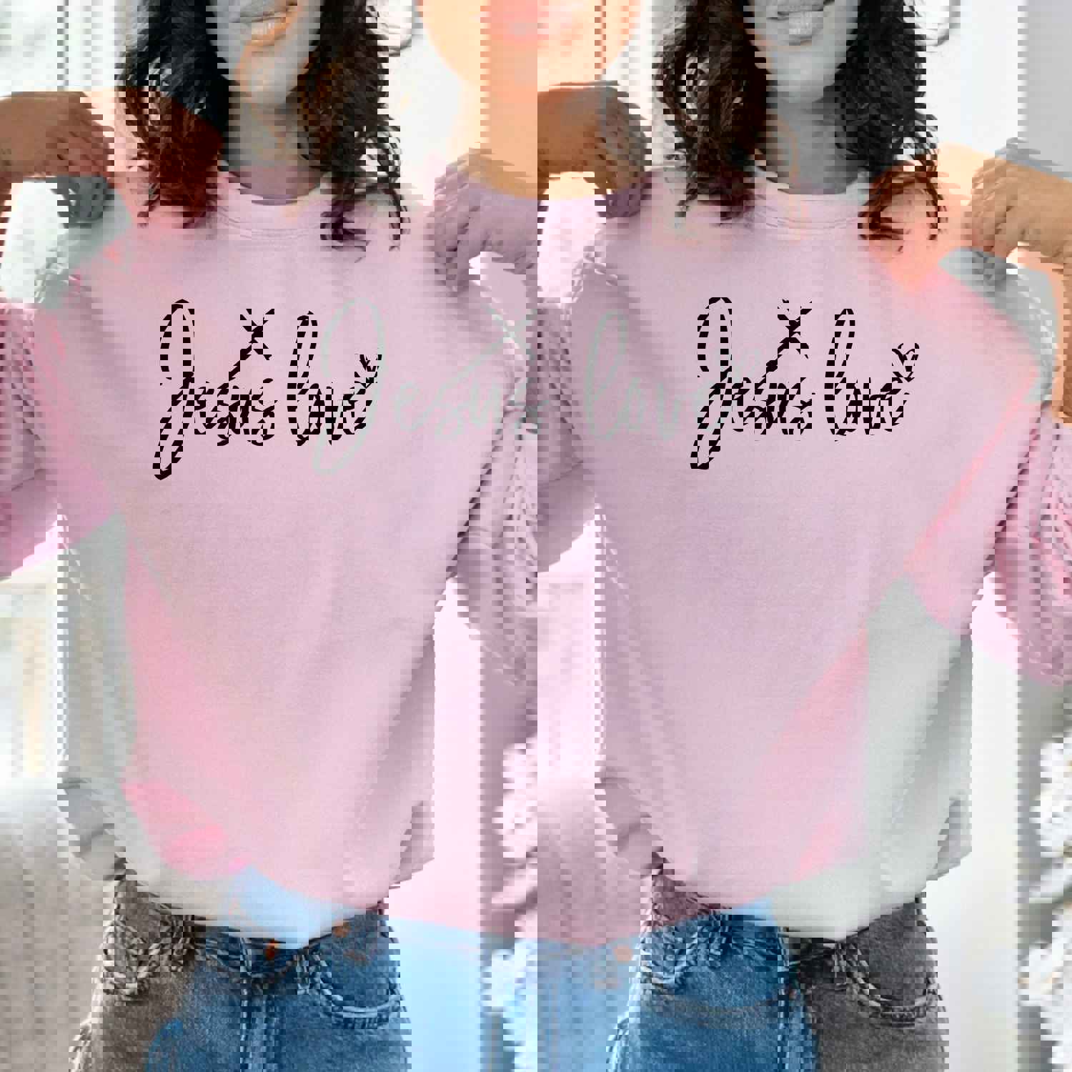 Women's Jesus Love Sweatshirt - Soft & Cozy Christian Faith Apparel