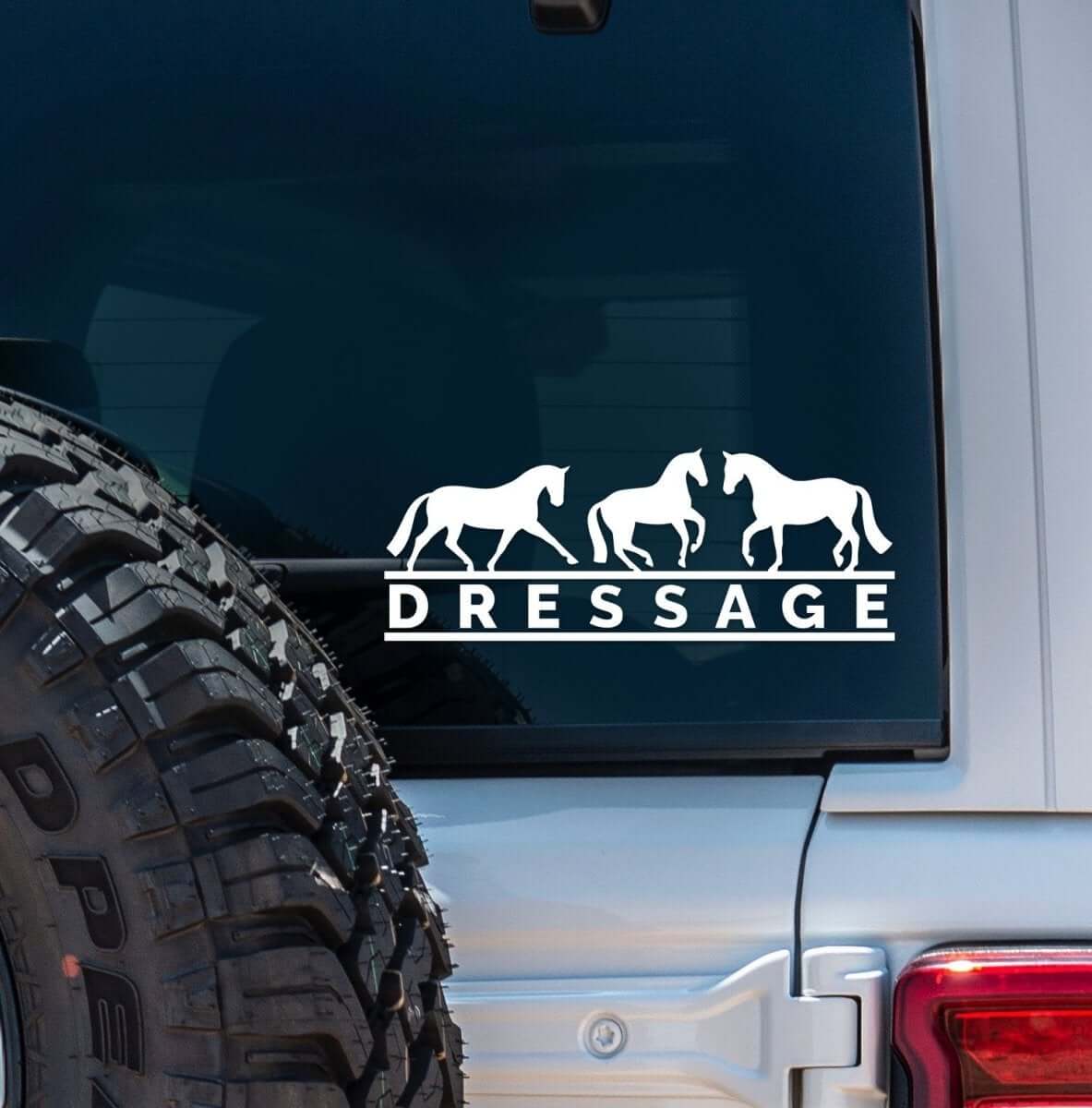 Dressage Horse Decal - White Vinyl for Car or Trailer