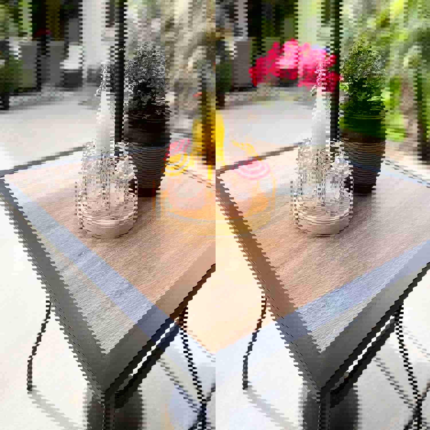 PHI VILLA 5-Piece Outdoor Dining Set with Durable Rattan Chairs and Steel Table