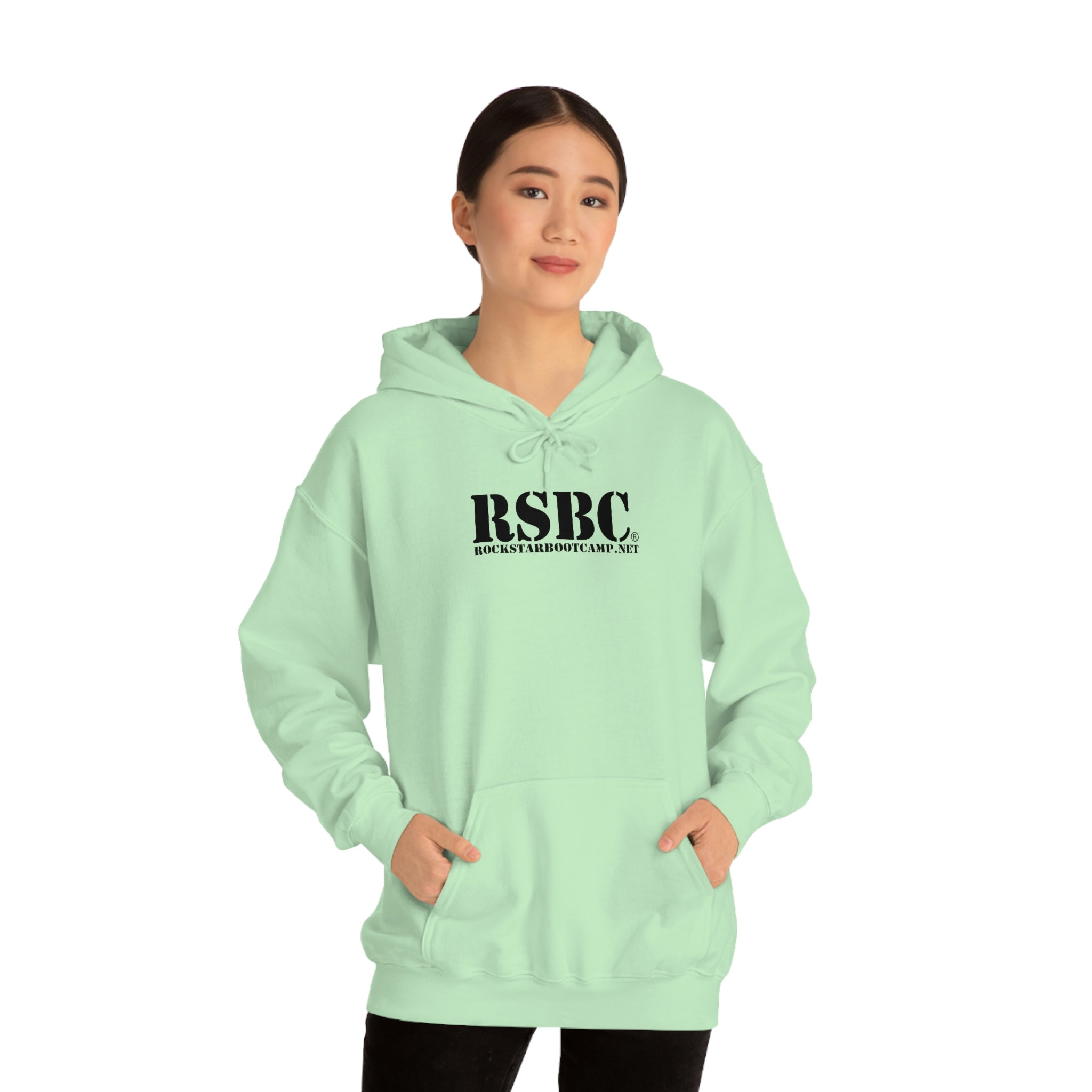 RSBC Unisex Heavy Blend Hoodie - Mint with RSBC Letters & Embraced Black
