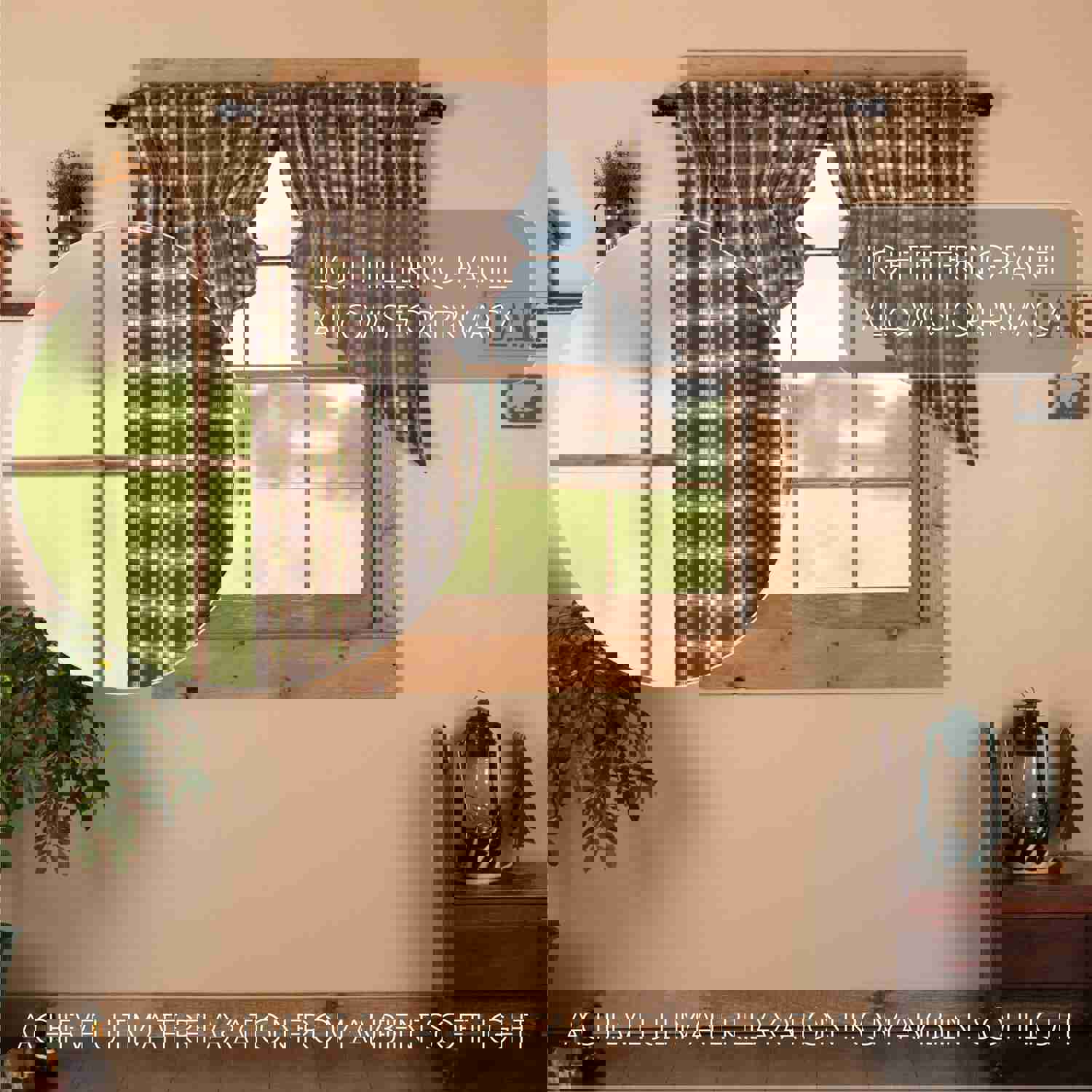 Elegant Rustic Window Swag Set with Traditional Plaid