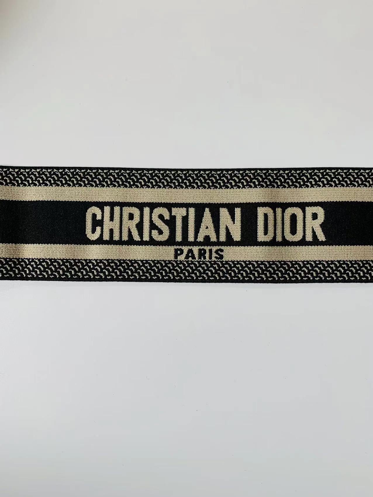 Christian Dior Paris Elastic Striped Ribbon Trim, 2.5 inch Width, Embroidered for Fashion Accessories