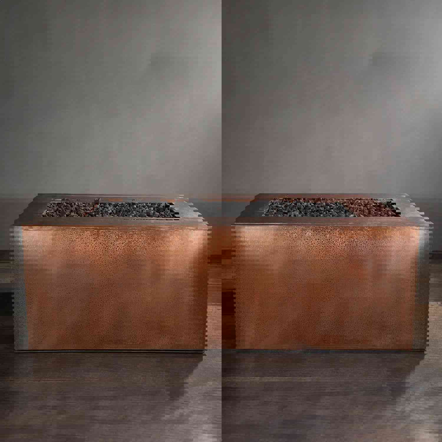 72 x 38" Moreno Copper Rectangle Gas Fire Pit with Hidden Propane Tank