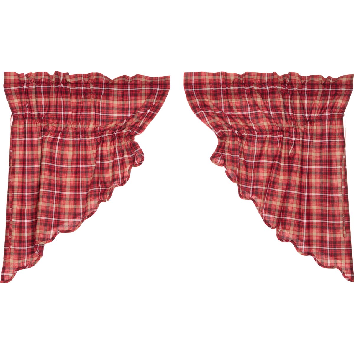 Elegant Country-Style Window Swag Set with Tartan Plaid