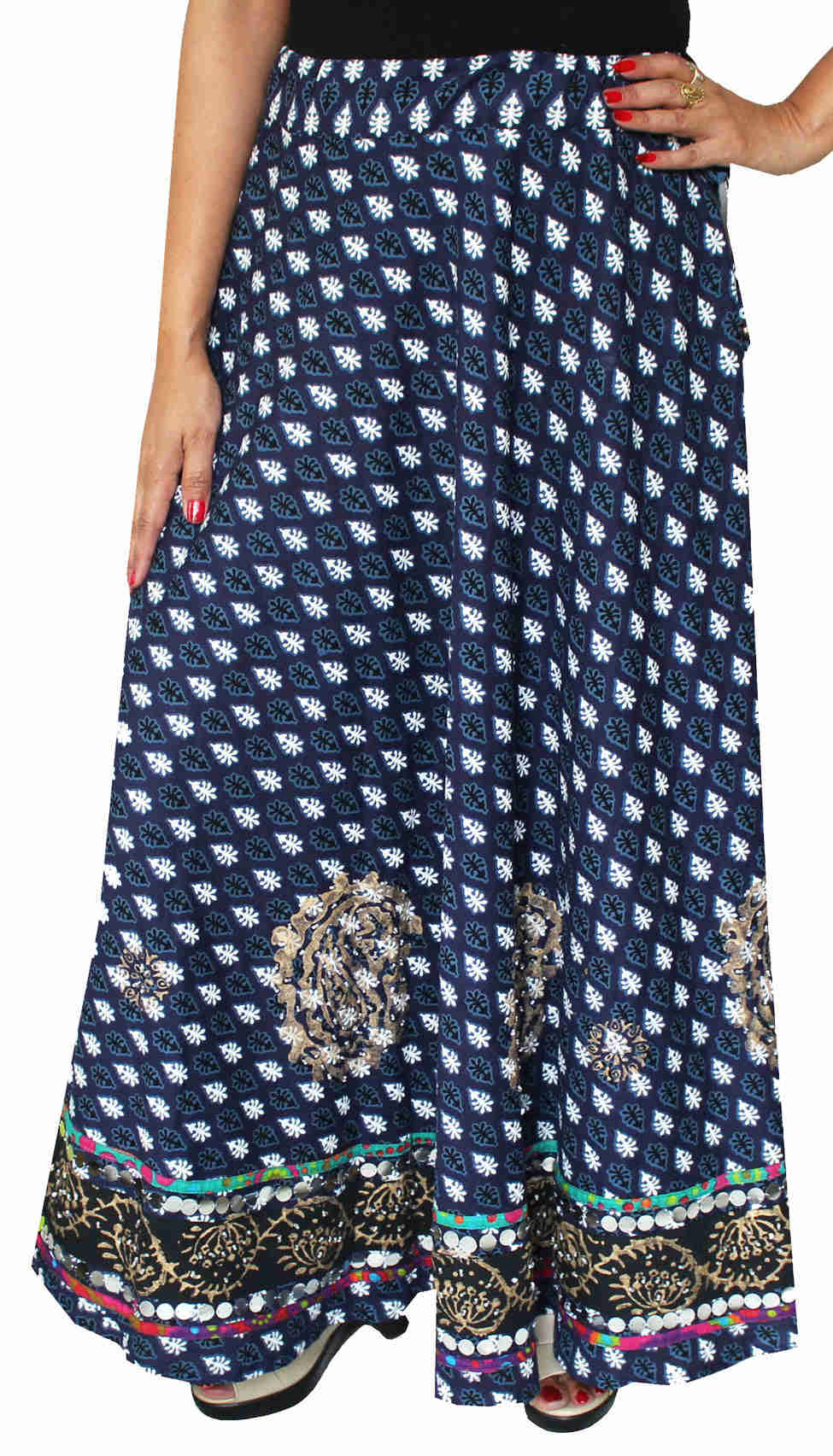 Elegant Cotton Block Printed Long Skirt for Women