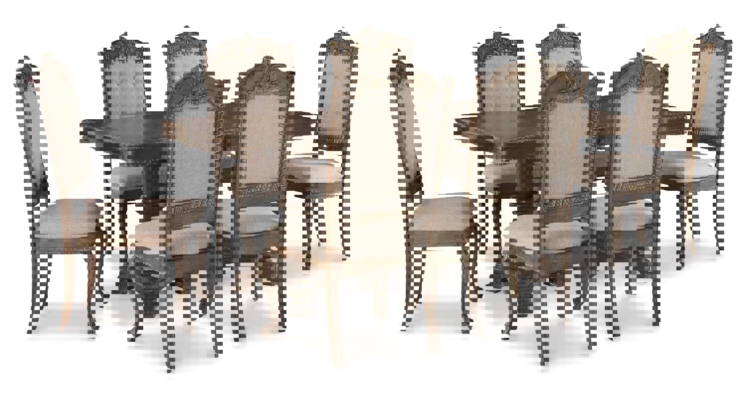 Charmond Brown 7-Piece Dining Set with Upholstered Chairs
