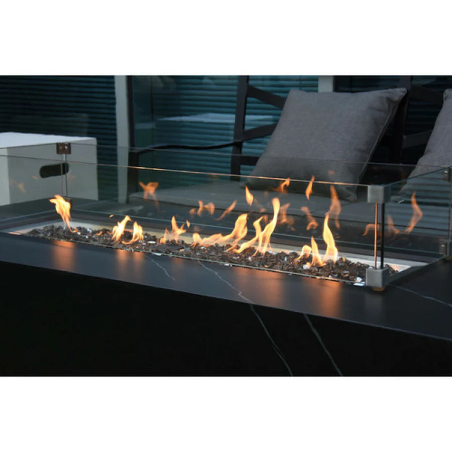 Elementi Plus Varna Rectangular Marble Fire Pit Table - OFP121BB