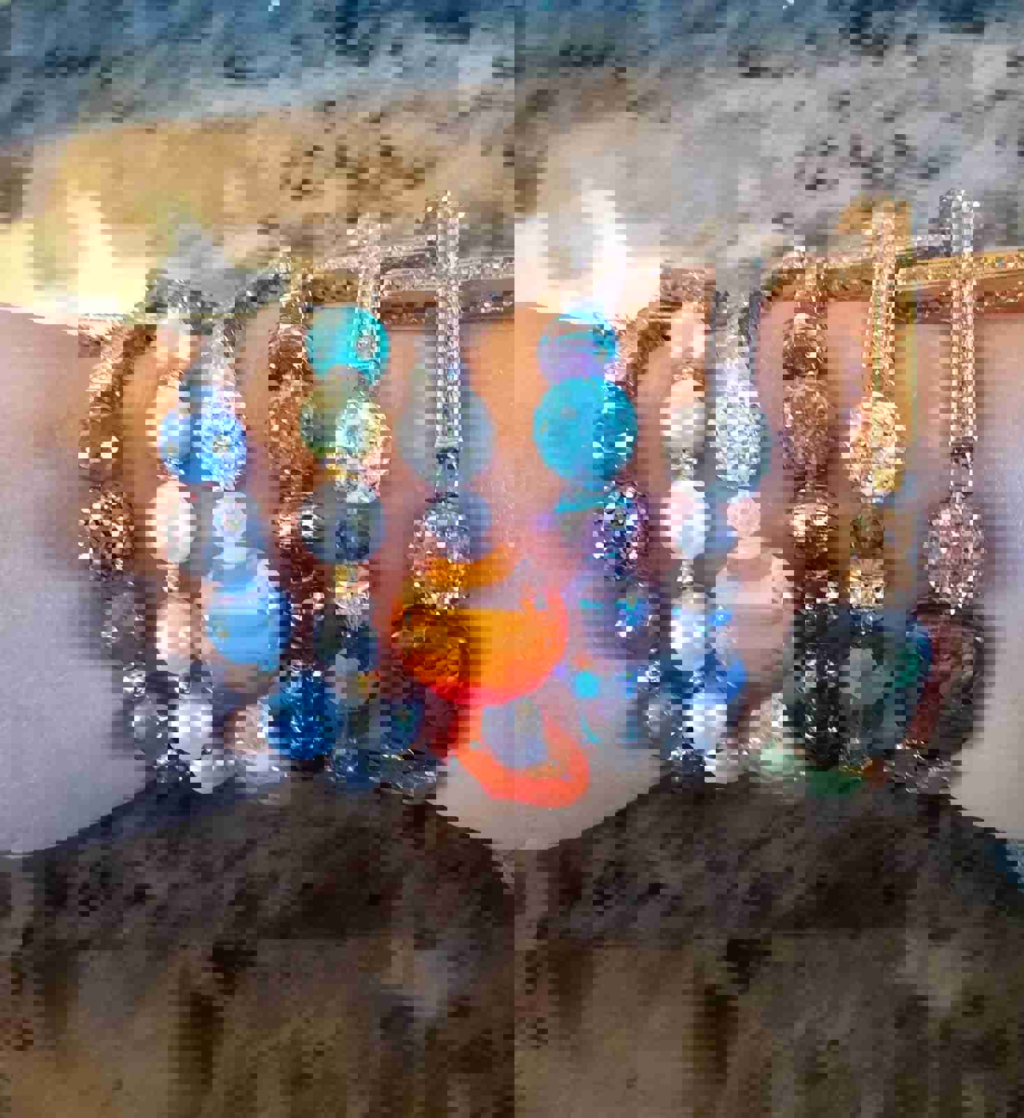 Glorious Rhinestone Cross Beaded Bracelet, Faithful Jewelry
