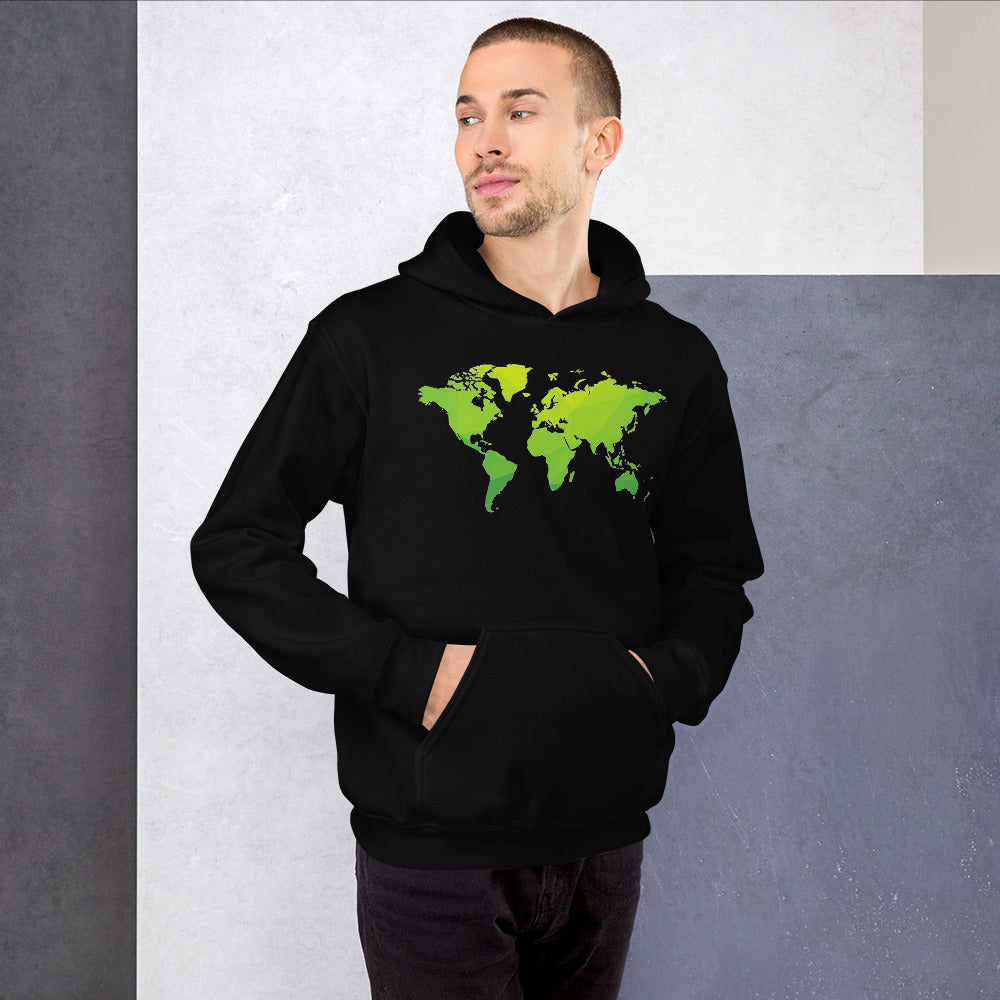 Cozy World Map-Printed Hoodie
