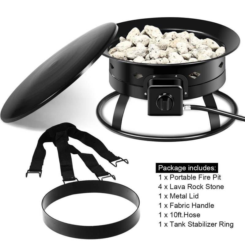 Portable Outdoor Propane Fire Pit with Lava Rocks