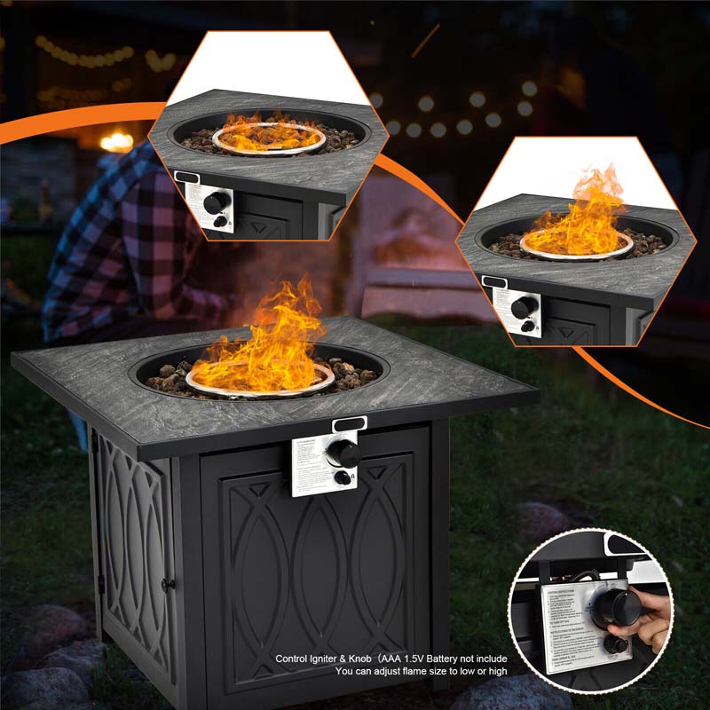 32" Outdoor Propane Fire Pit Table with 50,000 BTU, Lava Rocks & Waterproof Cover