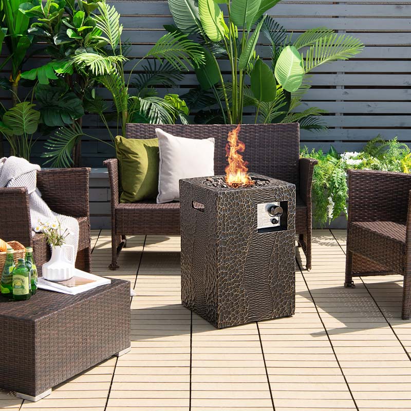 Durable 16" Square Outdoor Propane Fire Pit with 30,000 BTU
