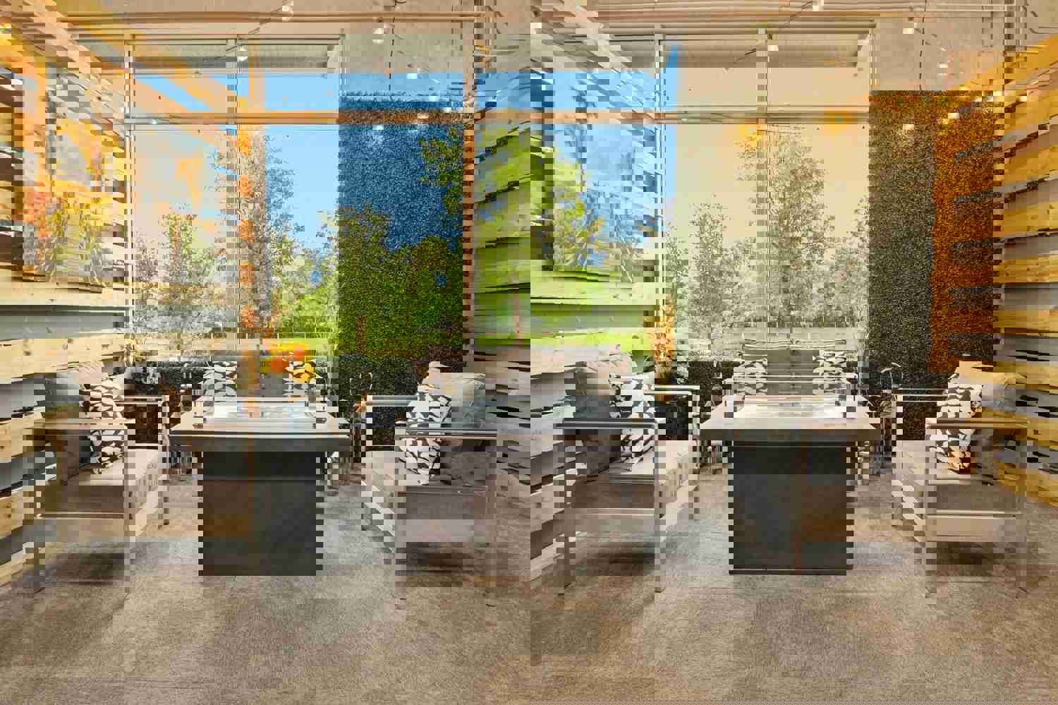 Akoya Outdoor Essentials 50" Rectangular Fire Pit Table in Concrete Gray