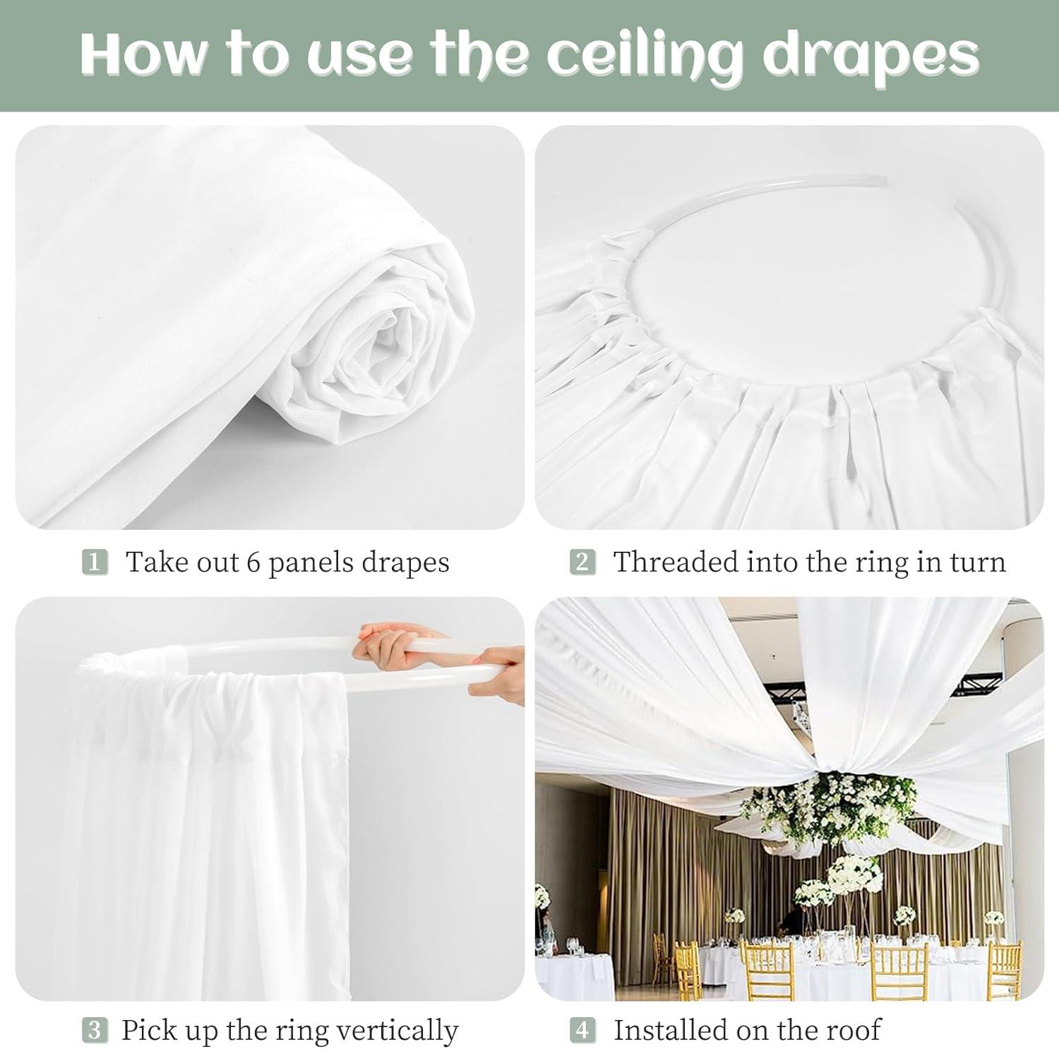 Elegant White Chiffon Wedding Ceiling Drapes