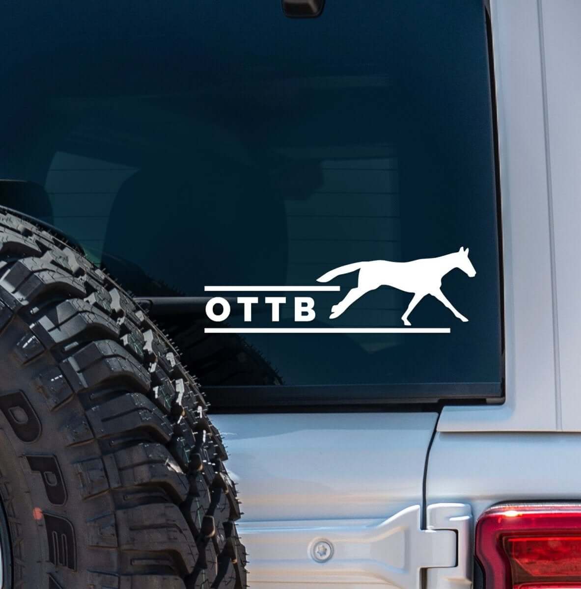 High Visibility White Vinyl Decal for Car and Horse Trailers