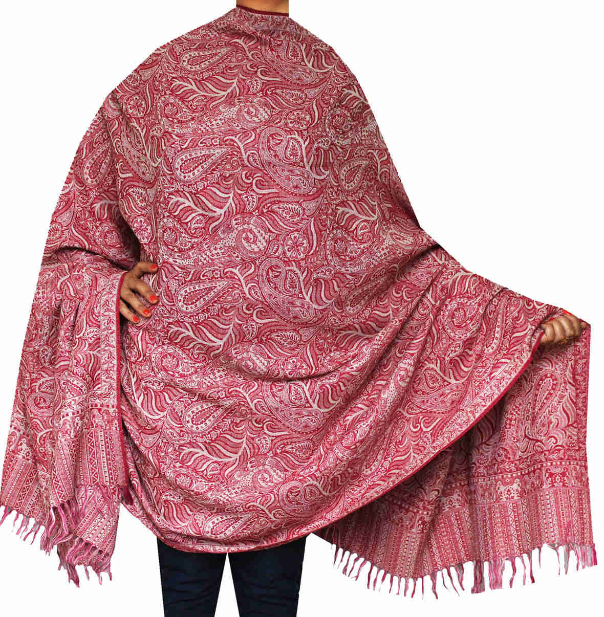 Elegant Kashmiri Wool Paisley Shawl for Women