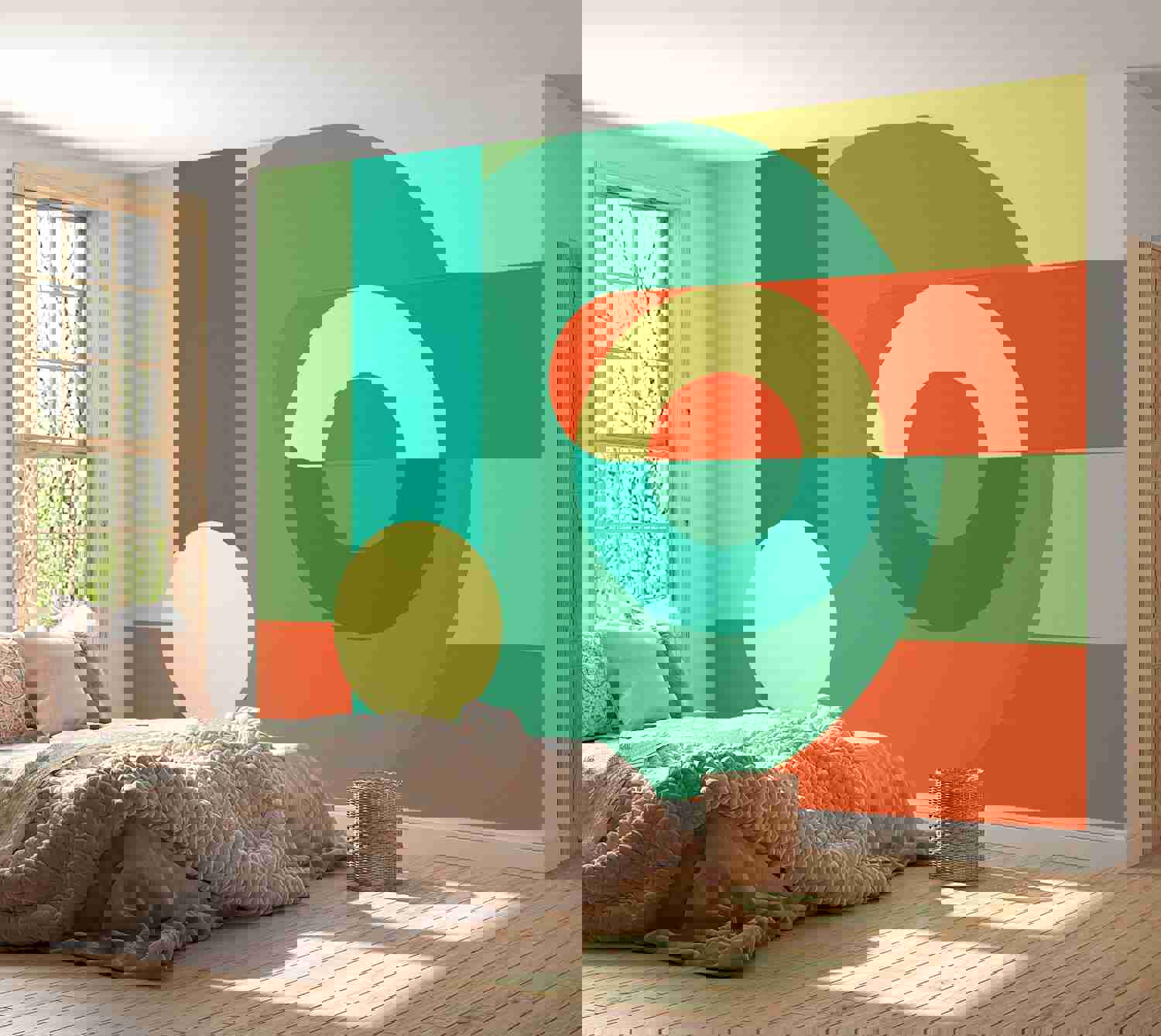 Geometric Abstract Design Green Peel & Stick Wall Mural