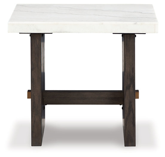 Stylish Burkhaus Rectangular End Table with Natural Marble Top