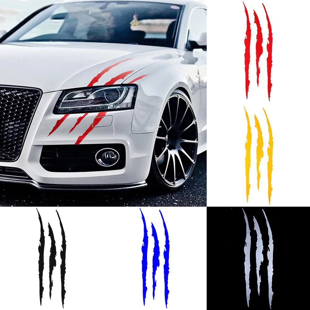 Reflective Monster Claw Car Sticker - Unique Dinosaur Raptor Paw Mark Decal