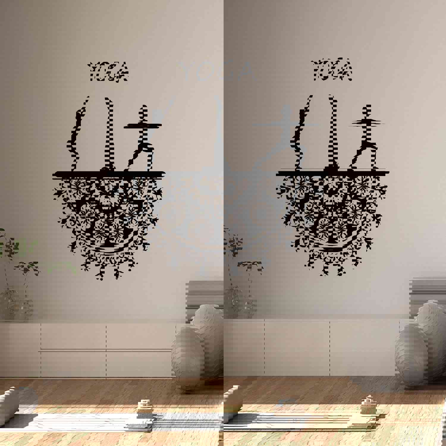 Eco-Friendly Vinyl Mandala Wall Decal for Yoga Studios
