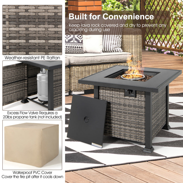 9-Piece Outdoor Patio Furniture Set with Fire Pit