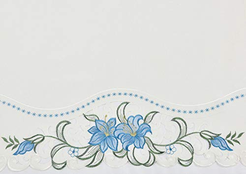 Elegant Blue Multi-Color Embroidery Swag and Tiers Curtain Set