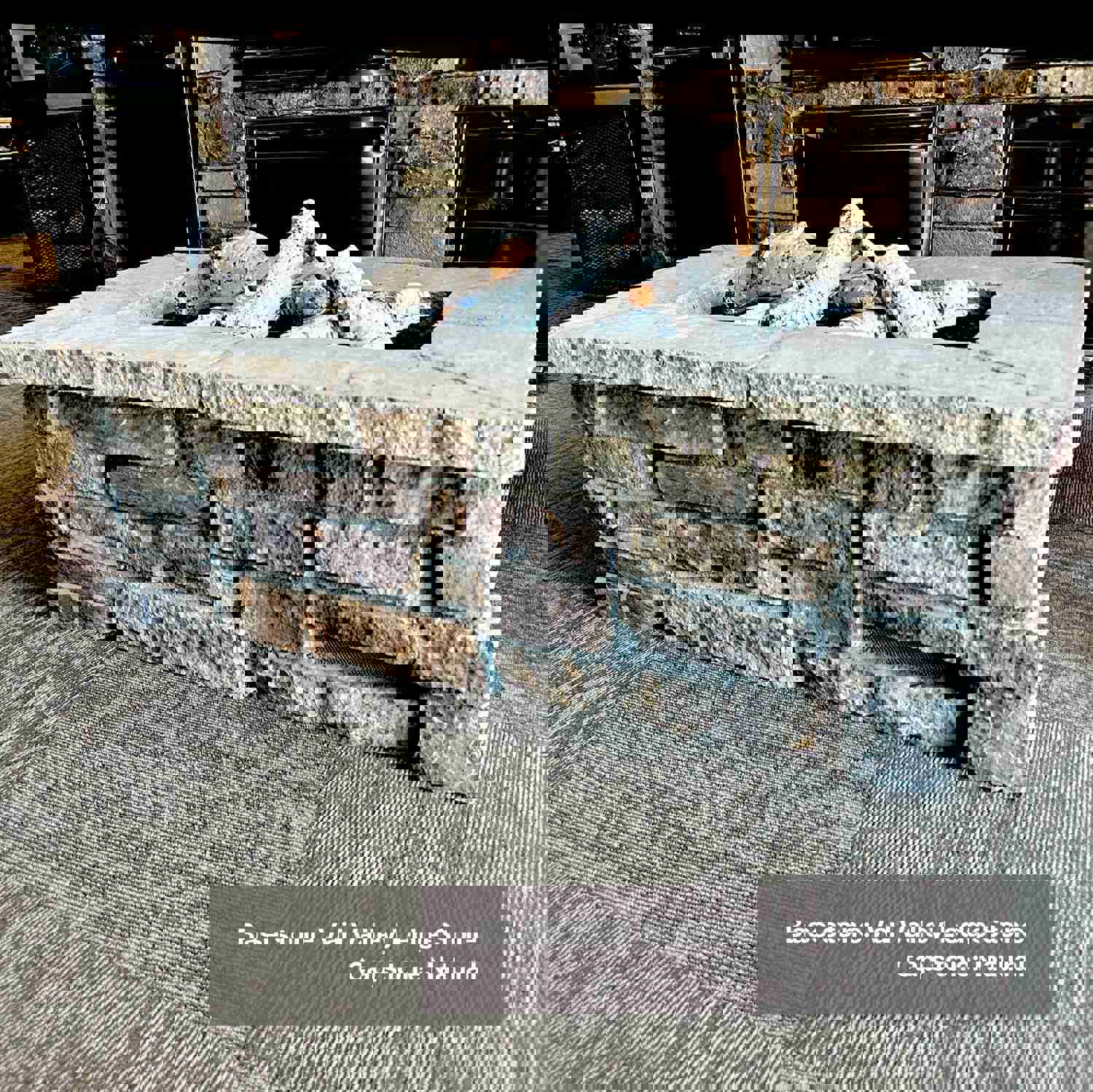 Luxury Outdoor Stone Gas Fire Pit, 48" x 30"