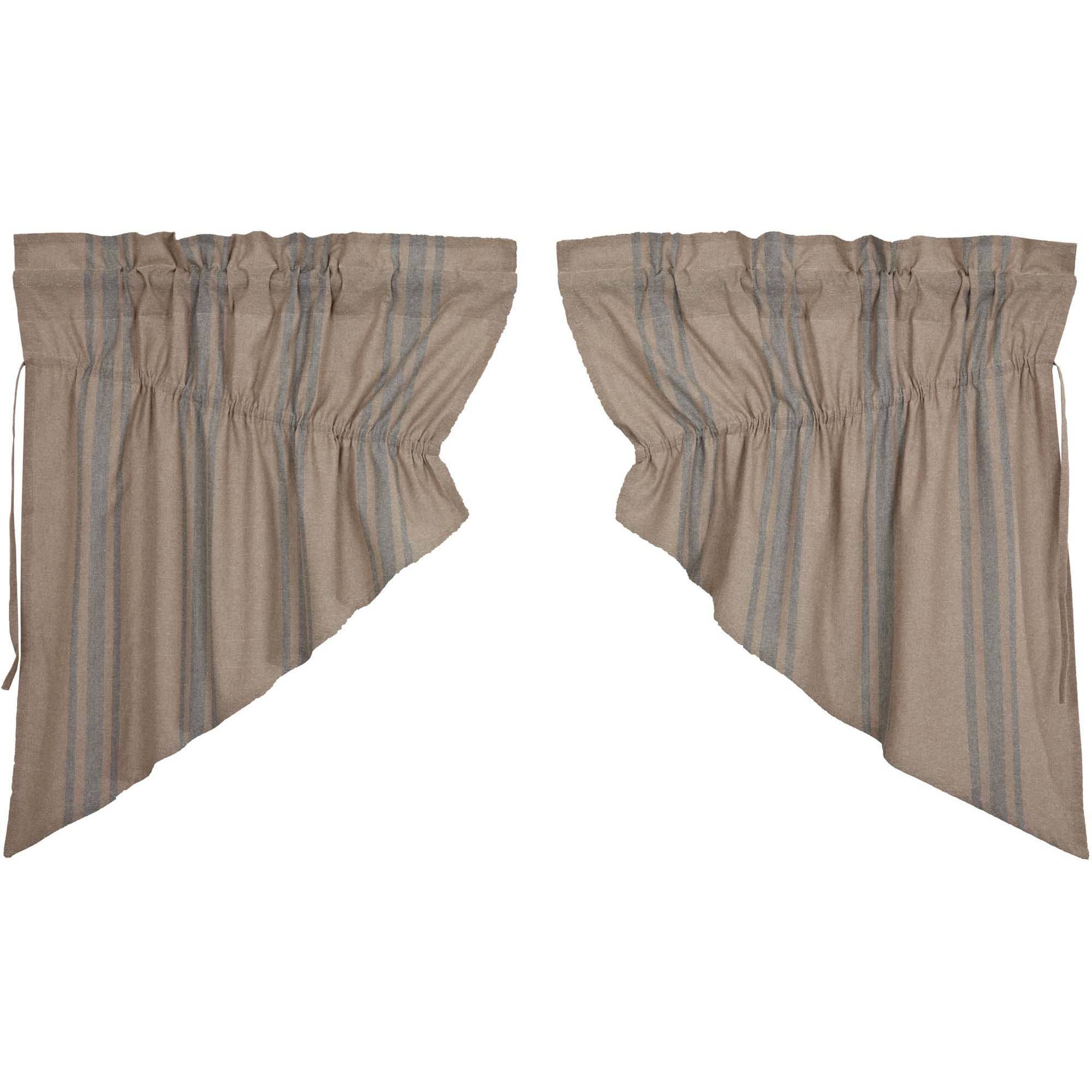 Elegant Blue Lined Prairie Swag Curtains Set