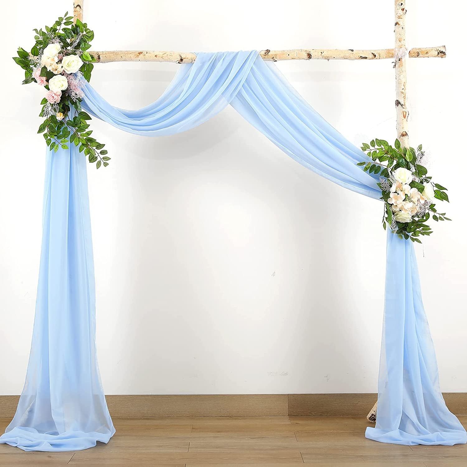 Elegant Chiffon Draping Fabric for Wedding Arches, 1 Panel, 18FT Baby Blue