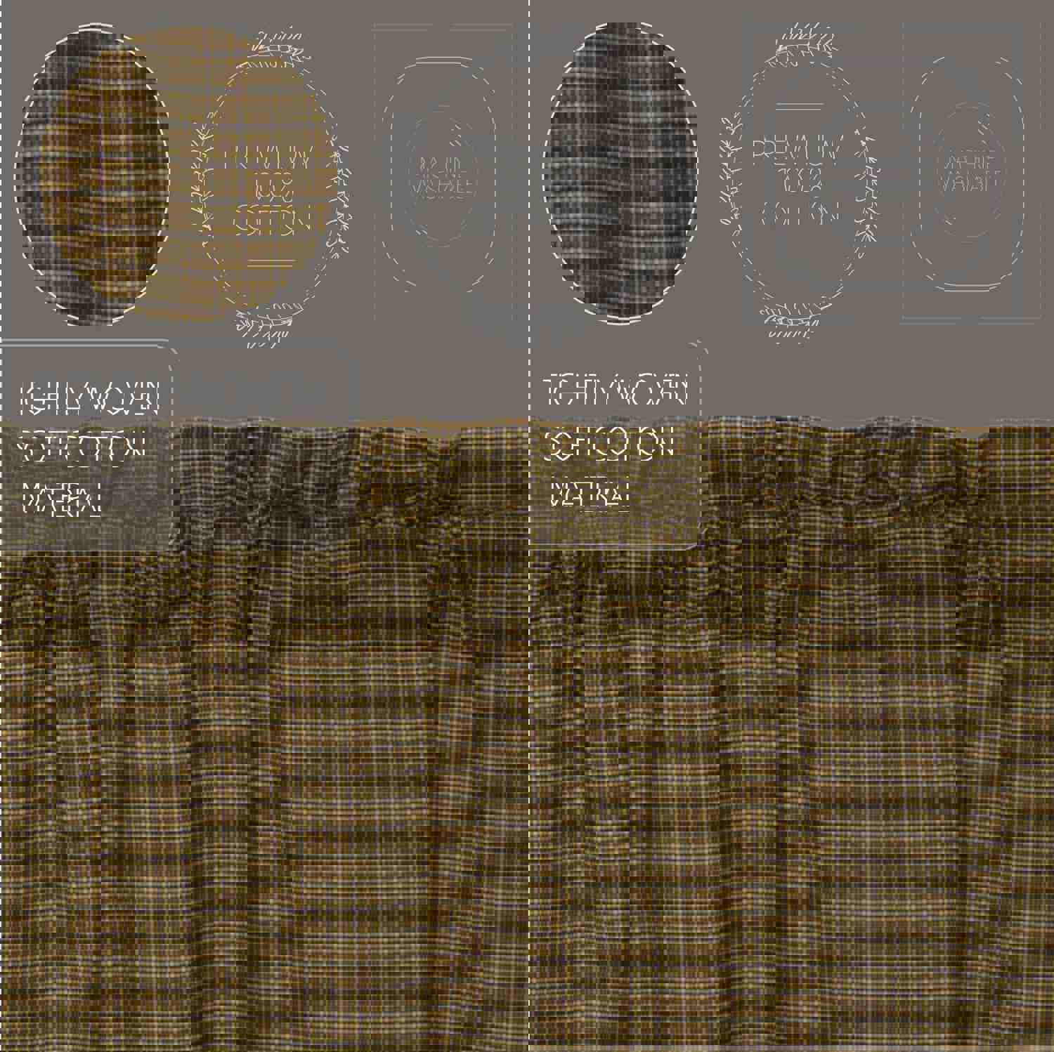 Elegant Country-Style Window Swag Set with Plaid Pattern