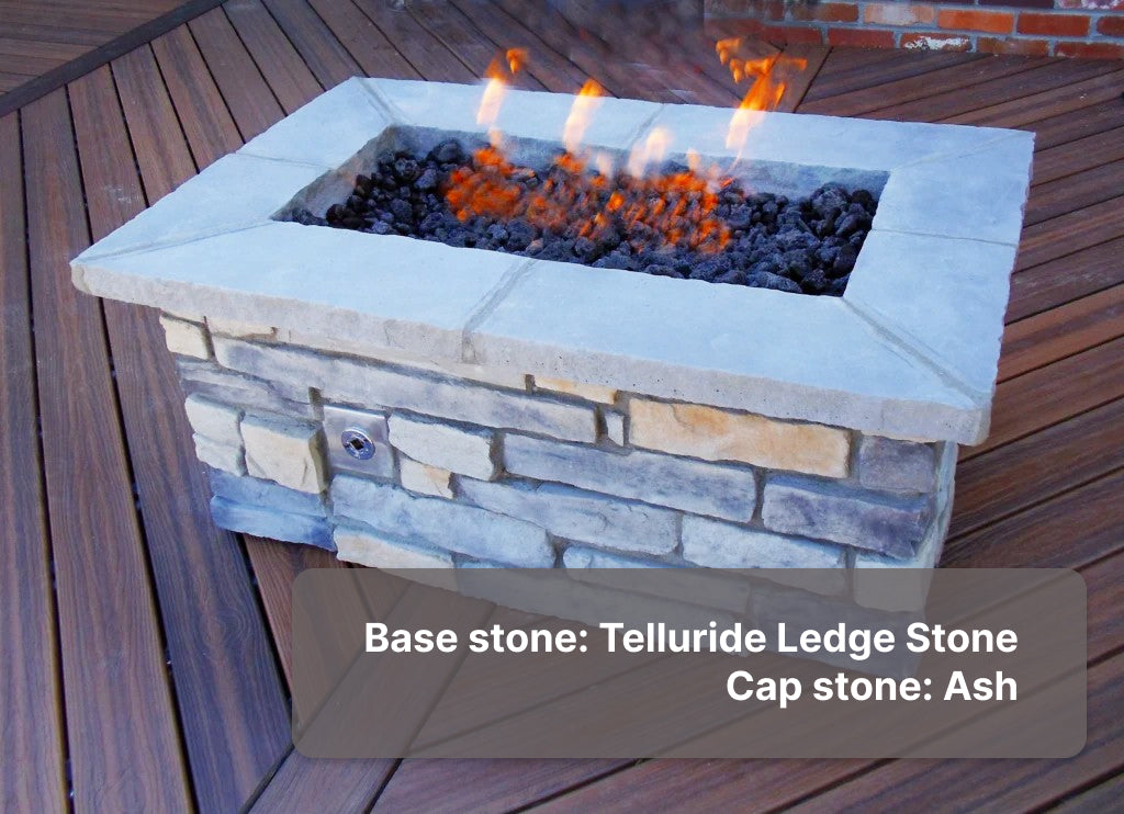 Luxury Outdoor Stone Gas Fire Pit, 48" x 30"